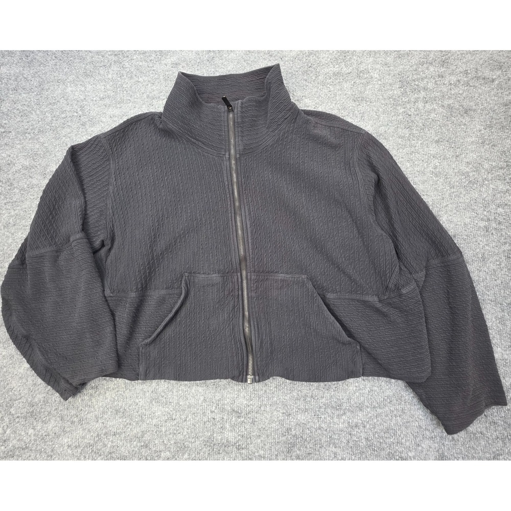 Lululemon Textured Cropped Top Jacket Full Zip Black Women's Size XL / XXL